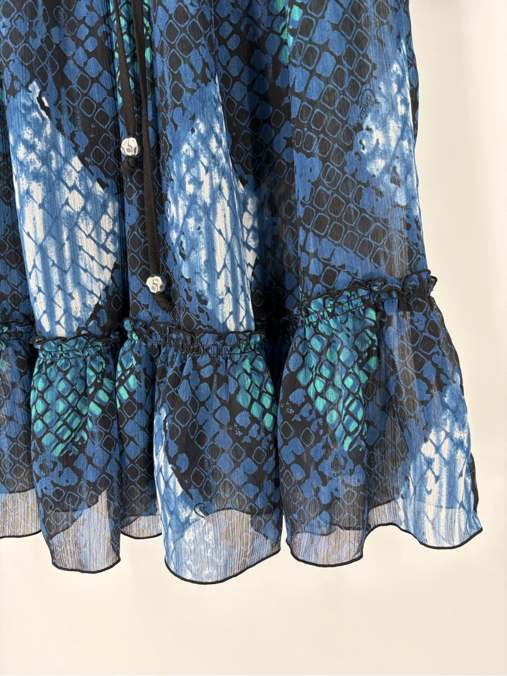 VTG Candie's Y2K Sheer Blue Dark Fairy 70’s Ruffle Romantic Dress Size Large - Picture 7 of 13